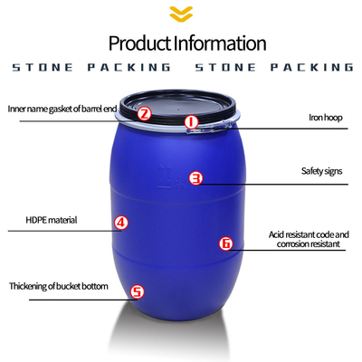 160L Sealed Food Grade Iron Hoop Plastic Barrel Drum Thickened Rubber Barrel