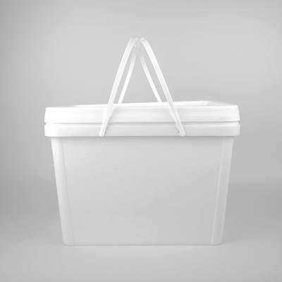 White PP 20L 5 Gallon Square Plastic Buckets With Seal Lid
