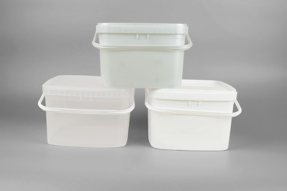 5L Food Grade White Square Bucket Polypropylene Bucket With Lid