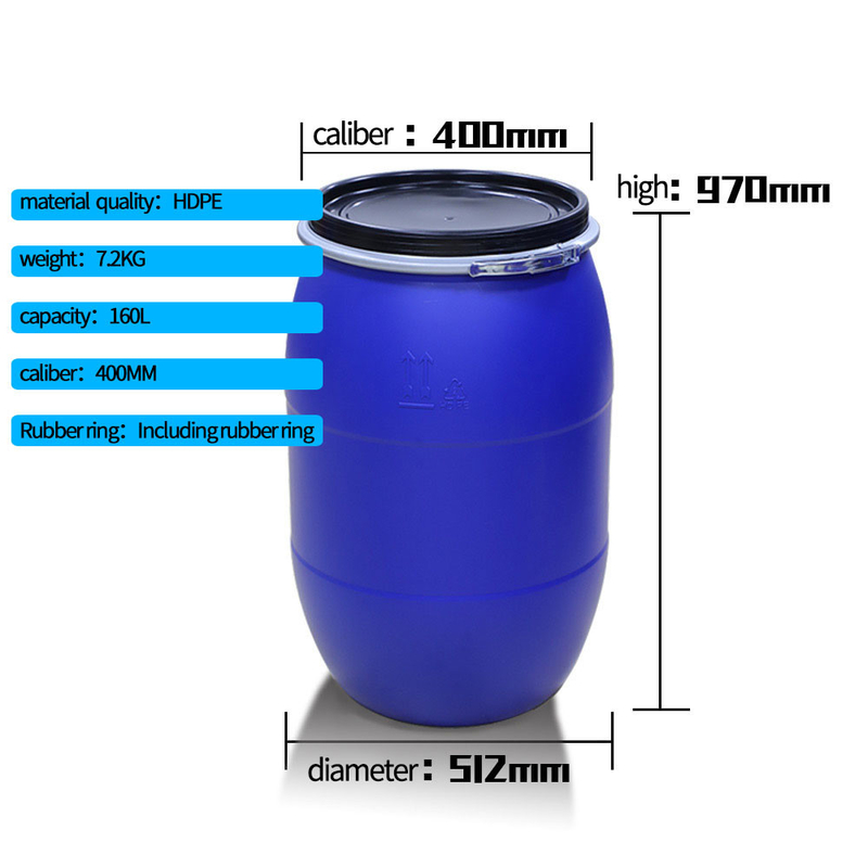 160L Flange Bucket Big Mouth Bucket Chemical Plastic Barrel Drum