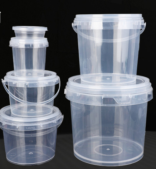 Clear Plastic Bucket Container With IML Thermal Transfer Or Screen Printing