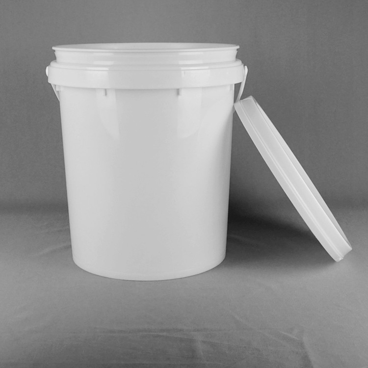 20L Snap On Lid Stackable Plastic Bucket 15.5 Height 11.5 Diameter Customizable White Design