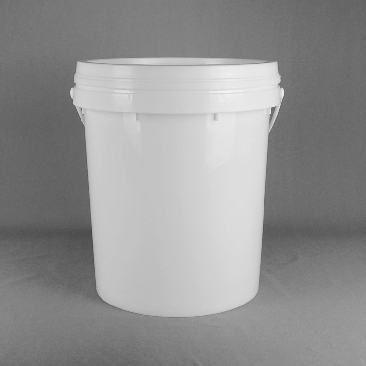 20L Snap On Lid Stackable Plastic Bucket 15.5 Height 11.5 Diameter Customizable White Design
