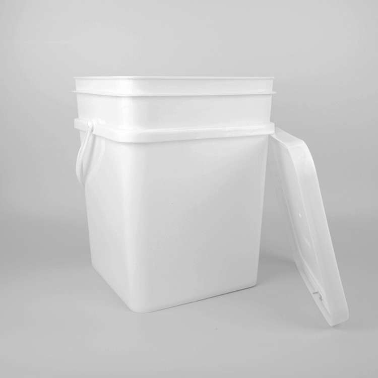 18L PP PE Square Plastic Bucket White With Good Sealing Lid