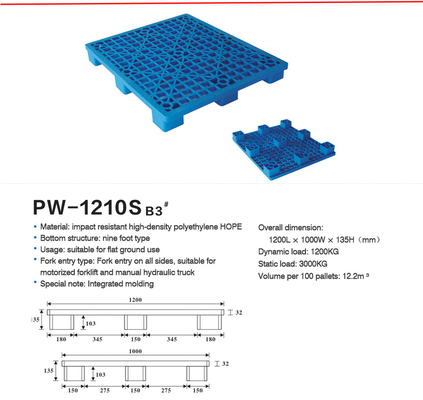 Nine Foot Style Stackable Plastic Pallet For Environmental Friendly Storage