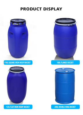 30-200L Thickened Flange Barrel Chemical Plastic Barrel Drum Iron Hoop Sealed 160L
