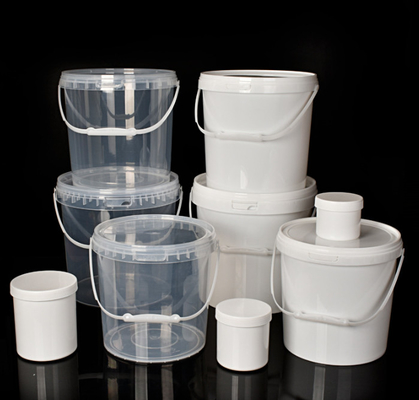 Transparent Plastic Bucket With IML Printing Durable Bucket Shape T/T Accepted