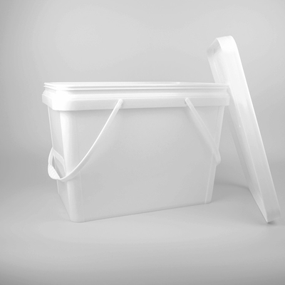 Square Bucket White 20L Plastic Pail With Lid