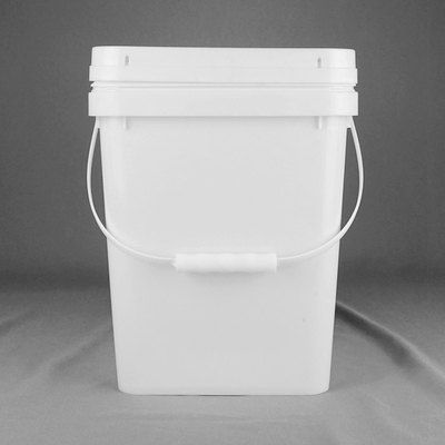 Chemical Resistant White Square Plastic Bucket with Handle and Lid