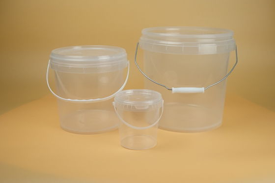 Clear Plastic Bucket Container With IML Thermal Transfer Or Screen Printing